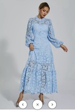 Blue Lace Long Sleeve Dress