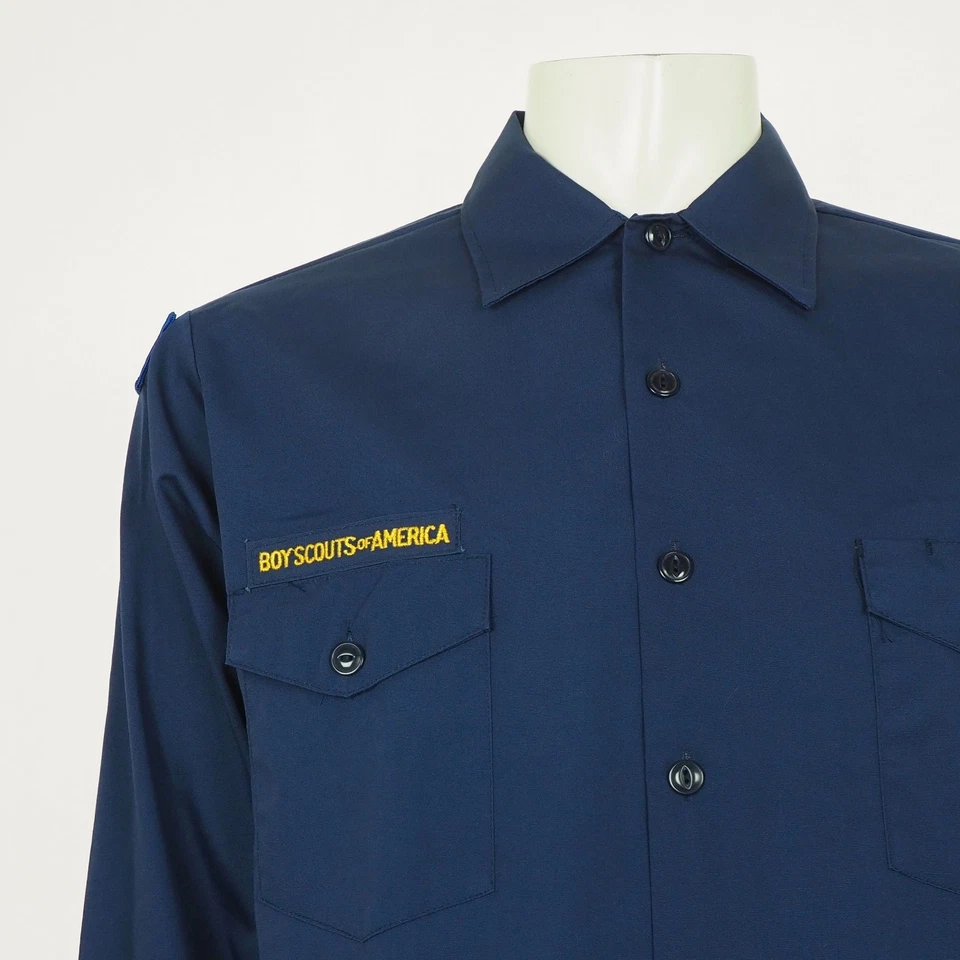 Boy Scouts of America Uniform Shirt Youth Boys 2XL XXL Dark Blue USA Flag Camp - Image 2 of 4