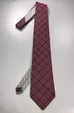 Vintage Tommy Hilfiger USA Made Silk Burgundy Medallion Geometric Motif Necktie