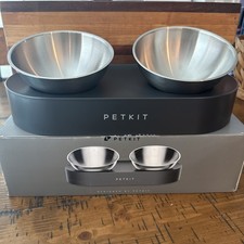 PETKIT 304 Steel Elevated Cat  Dog Bowls, Raised Non  Slip 15  Tilt Set