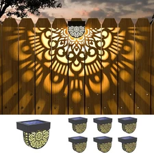6 Pack Solar Fence Lights Outdoor Wall Lights Plastic Solar Powered Deck Step