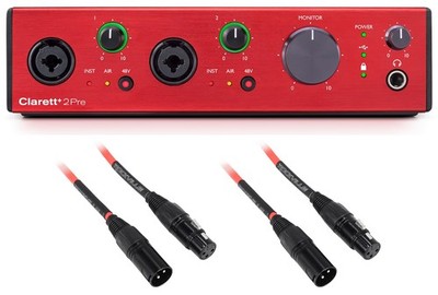 Focusrite Clarett+ 2Pre USB-C Audio Recording Interface + (2) XLR Cables