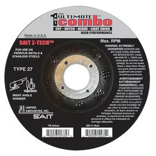 United Abrasives/Sait 22335 Depressed Center Cut-Off Wheel, Type 27, 5 In Dia,