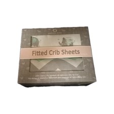 Baby Crib Fitted Sheets New Set Of 2 White  Gray Elephants Owls Cotton 28x52  