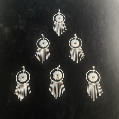 Ginger Snap Charm Necklace Pendants Silver Tone Fringe 18-20mm Set of 6