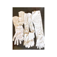 Lot of 5 Pairs of Womens Vintage White Gloves - Short and Long - Buttons