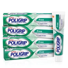 Super Poligrip Zinc Free Denture and Partials Adhesive Cream, 2.4 ounce (Pack...
