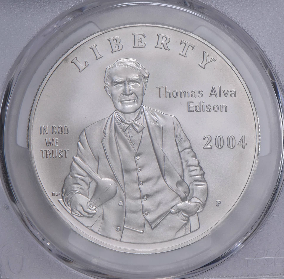 2004-P Thomas Edison Commemorative Dollar MS70 PCGS Blue Label *1657 - Image 3 of 4