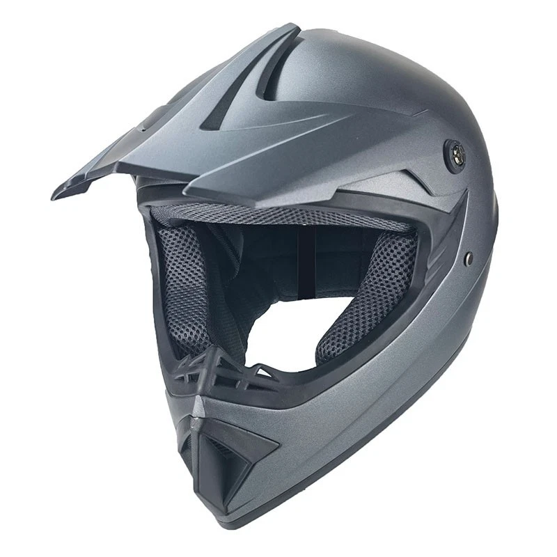 Crosshelm Helm Kinderhelm Motorradhelm Motocross Jethelm grau uni ECE DOT ATV - Bild 2 von 4