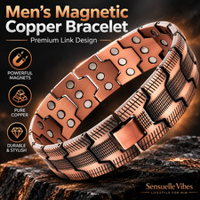 Men's Magnetic Copper Bracelet Pure Copper 3X Magnets Adjustable Link Wristband