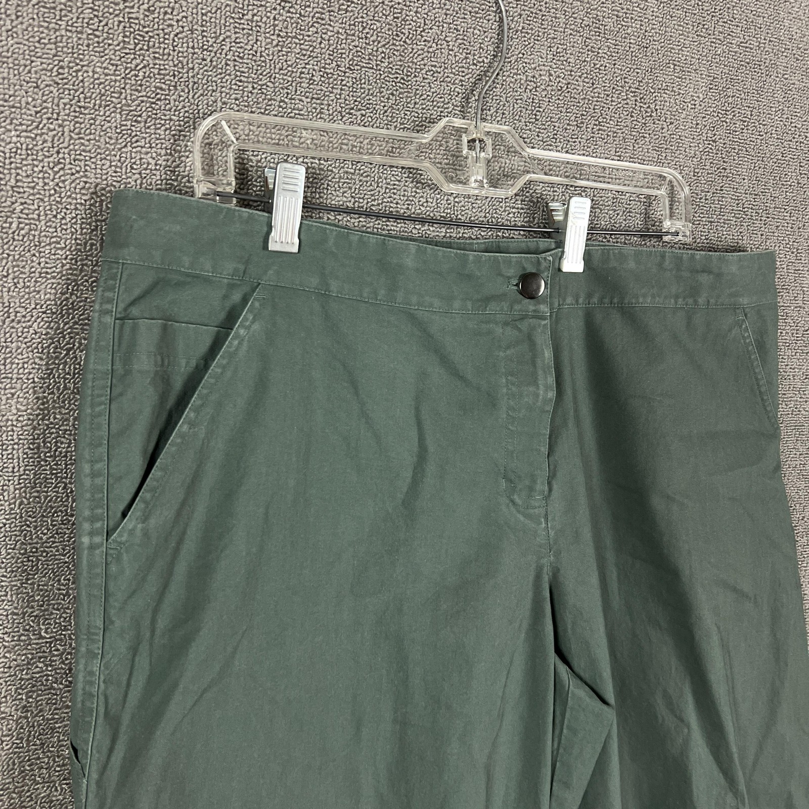 Eileen Fisher Pants Womens XL Green Sailcloth Cropped Carpenter Utility