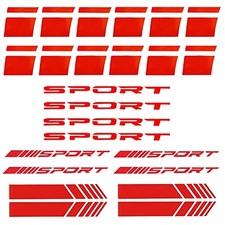 Reflective Car Decor Stickers Set - 24Pcs PVC Stickers for 18-21 Inch Red