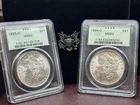 1884-O & 1885-O Morgan Dollars PCGS MS63 OGH Old Green Holder Pair