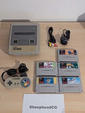 Super Nintendo Console SNES with 1 Controller & 5 Games - Fully Tested - Mario!