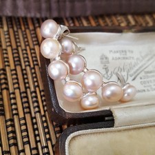 925 Sterling Silver Earrings, Freshwater Pearl Hoop Stud Earrings, Brides