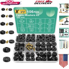 106-Piece Faucet Washer Assortment for Outdoor Leak Repairs - Durable Rubber Kit