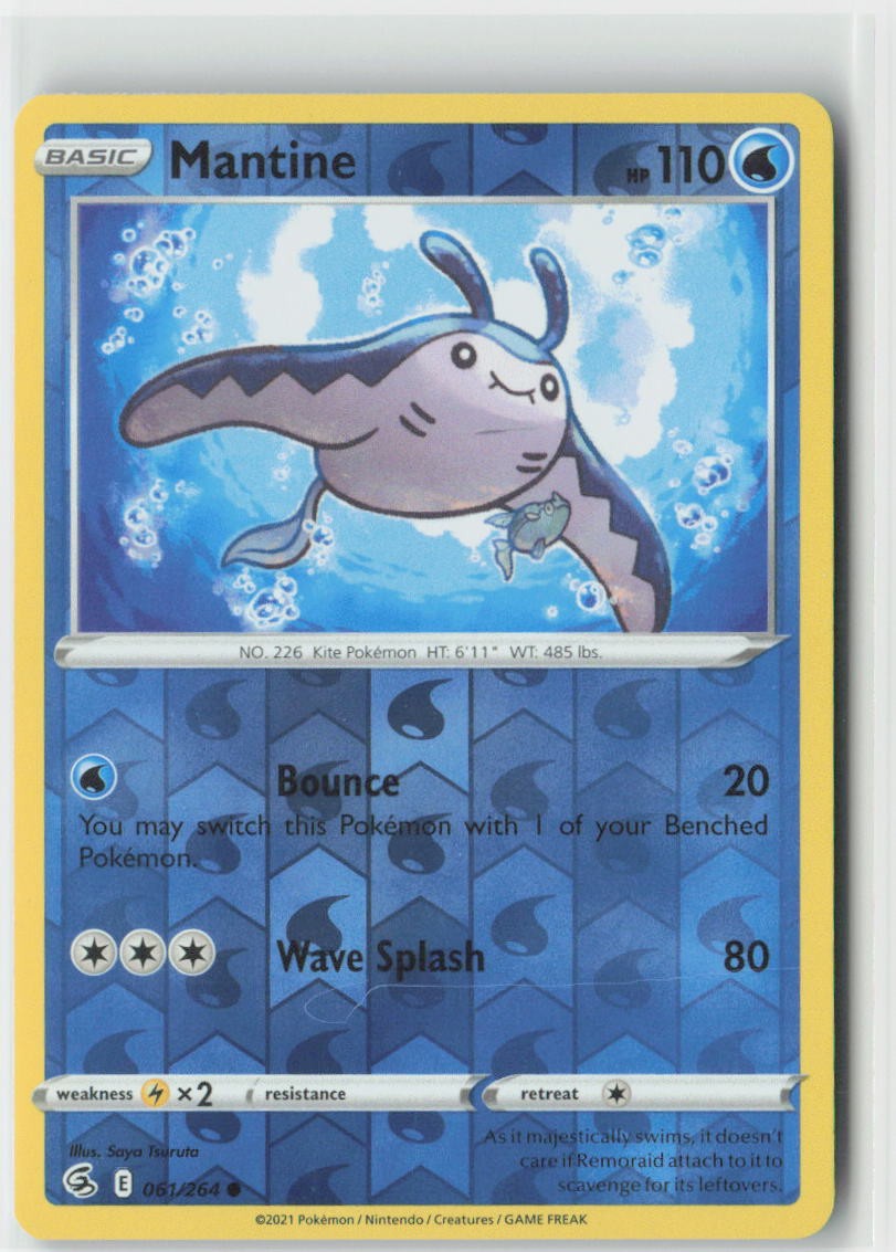 Mantine 061/264 Common Fusion Strike Pokemon Reverse Holo Near Mint