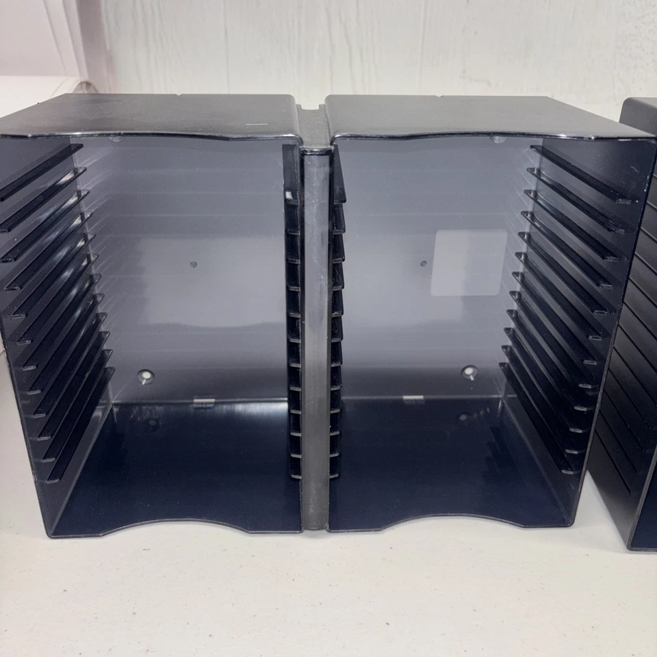 (2)Vtg Black Charcoal 30 CD DVD Storage Disc Wall Mountable Holder Rack Atlantic - Image 2 of 4