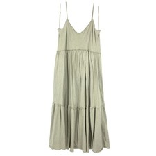 American Eagle Tiered A-Line Midi Dress Womens Size XL Light Olive Green Cotton