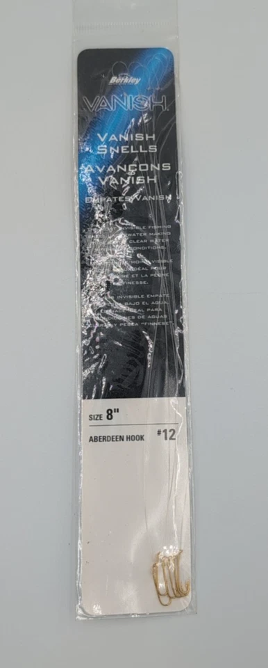 Lote de 7 - Ganchos Berkley Vanish Snell #12 Gold Aberdeen - Líder de 8 pulgadas - Paquete de 6 Foto 2 de 4