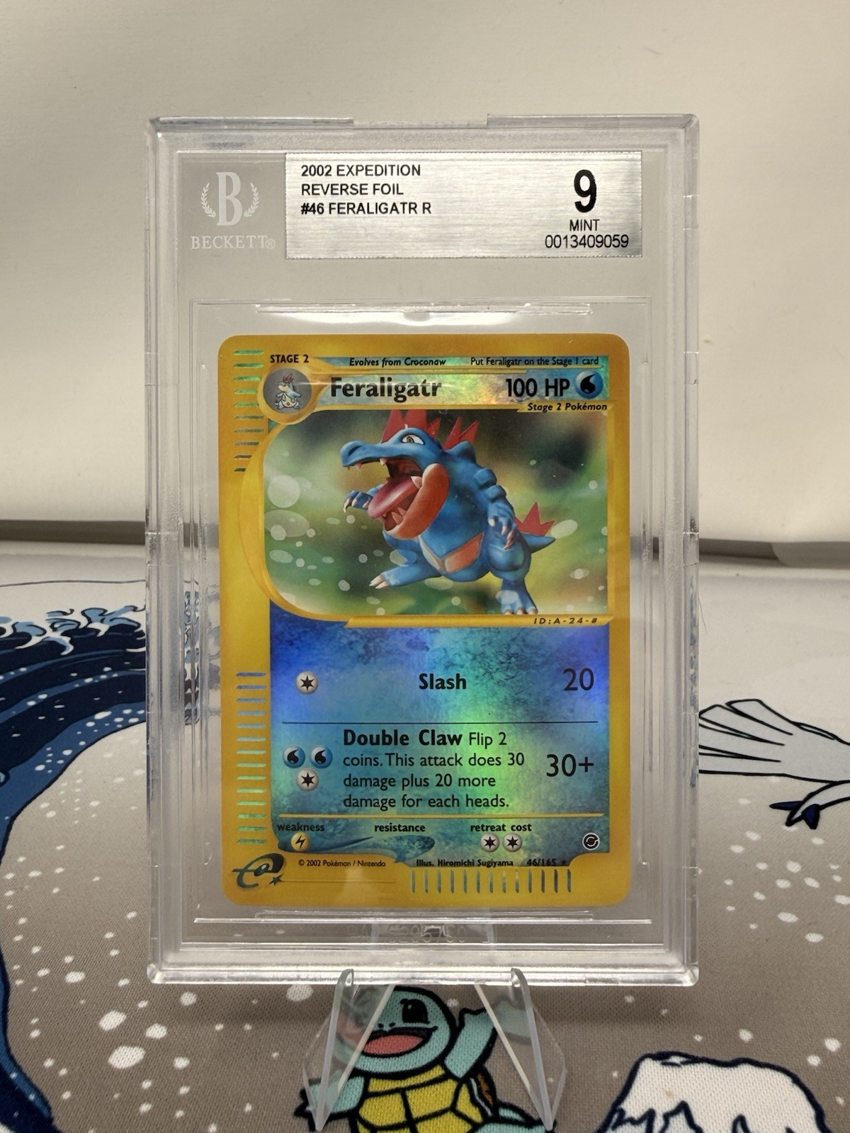 2002 POKEMON EXPEDITION #46 FERALIGATR-REVERSE FOIL BGS 9