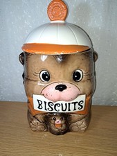 VINTAGE 50er / 60er Jahre HUND / BÄR KEKS KEKSFASSDOSE - MADE IN JAPAN