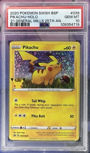 Pikachu 2020 SWSH039 General Mills 25th Anniversary PSA 10 Promo Holo