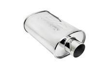 Dc Sports Universal Oval Stainless Steel Polished Muffler 2.5 Inlet 2.5 Outlet Dc Sports Universal Oval Stainless Steel Polished Muffler 2.5 Inlet 2.5 Outlet