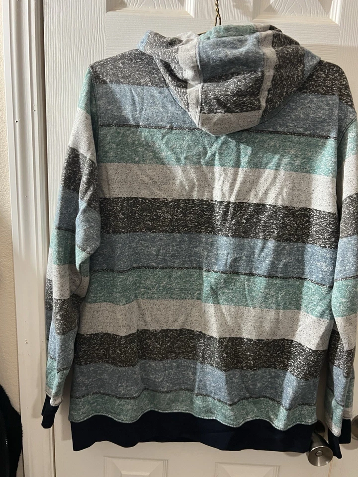 Burnside 套衫条纹连帽衫男式 XL — 第 3/3 张图片