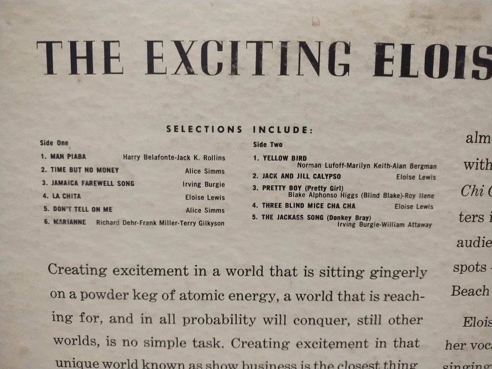 ELOISE TRIO Exciting SCARCE 1960 DECCA PINK LABEL PROMO LP Calypso/Goombay HEAR! Foto 4 de 4