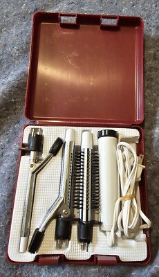 Vtg Conair Twist N Curl Trio w/ red traveling case complete