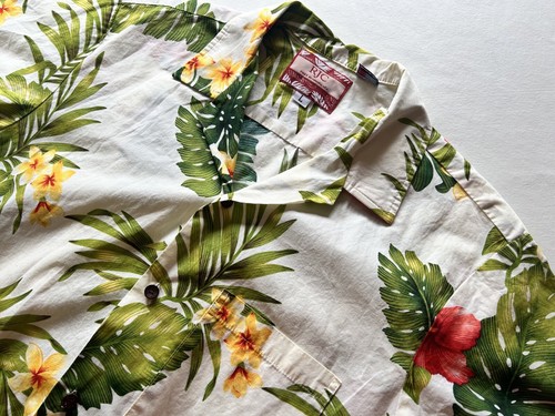 RJC Hawaiian Short Sleeve Shirt Floral Mens L Green Red Yellow Made In Hawaii