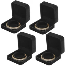 LETURE 4 Pieces Classic Velvet Bracelet Bangle Pendant Necklace Gift Box Trav...