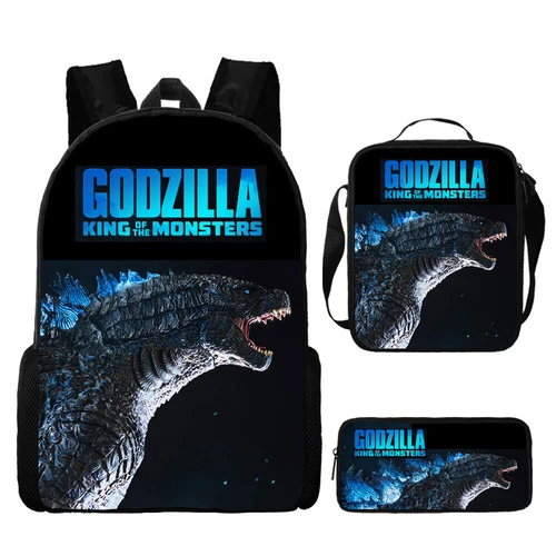 Mochila 3D Godzilla vs Kong Bolsa de libros escolares Mochila Bolsa de almuerzo Estuche para lápices Regalo - Imagen 13 de 50