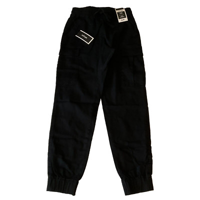 Refuge Classic Cargo Pants Womens Size S Black Stretch Waist And Cuff Drawstring