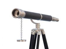 Floor Standing Brushed Nickel With Leather Galileo Telescope 65"