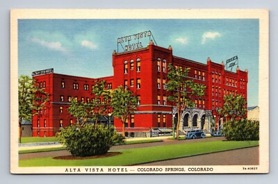 Alta Vista Hotel Colorado Springs Colorado Linen Postcard