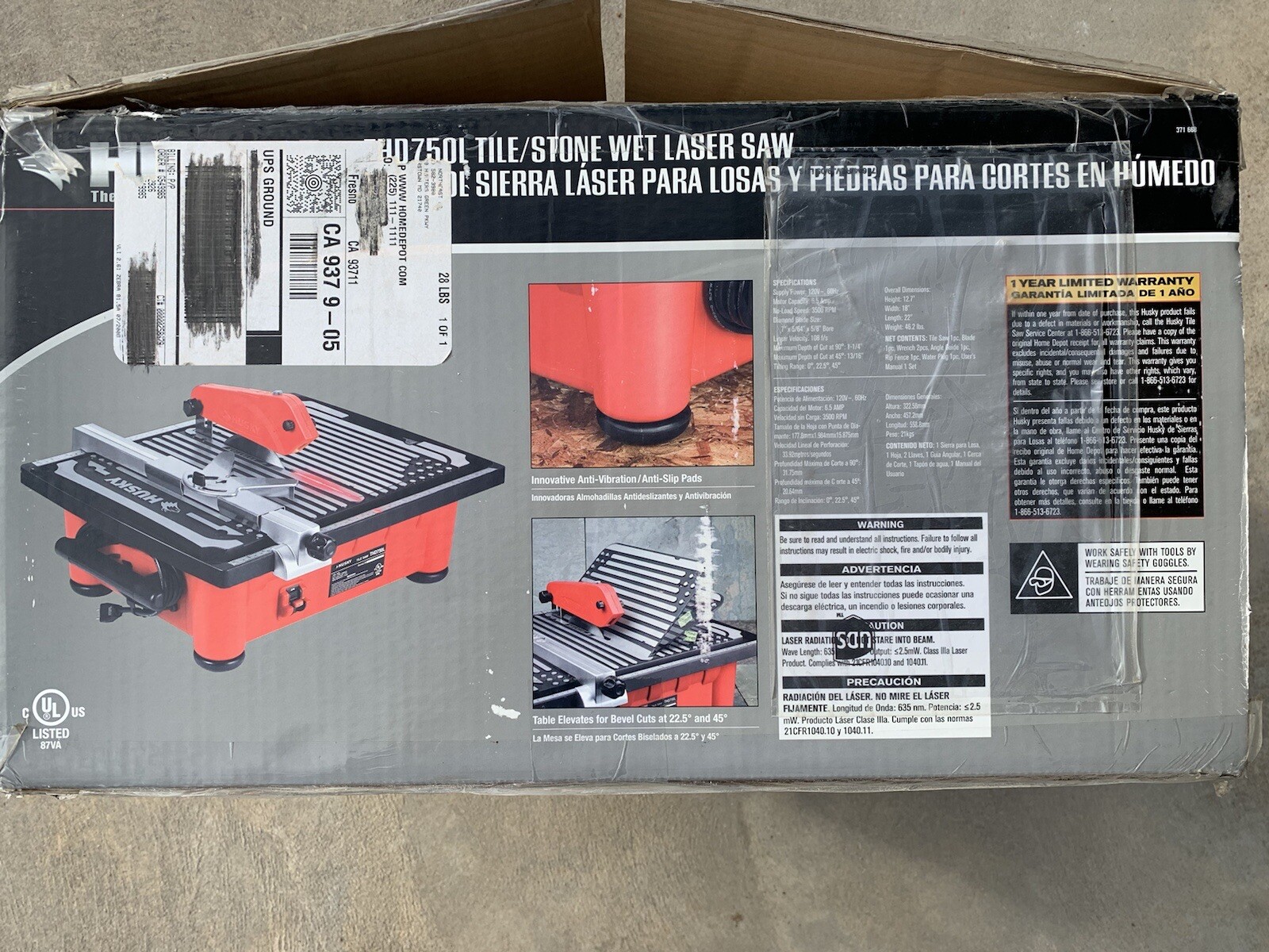 Husky THD750L Tile Stone Wet Saw 