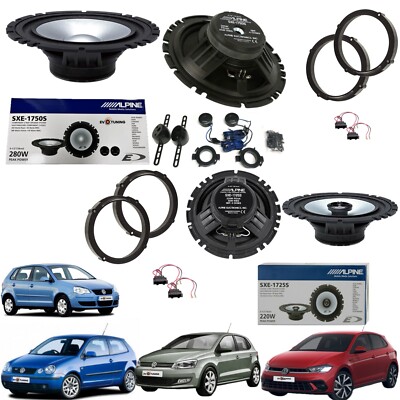 Kit 6 Alpine Lautsprecher Vorne Hinten für VW Polo ab 2001 bis 2024 6,5'' 165mm