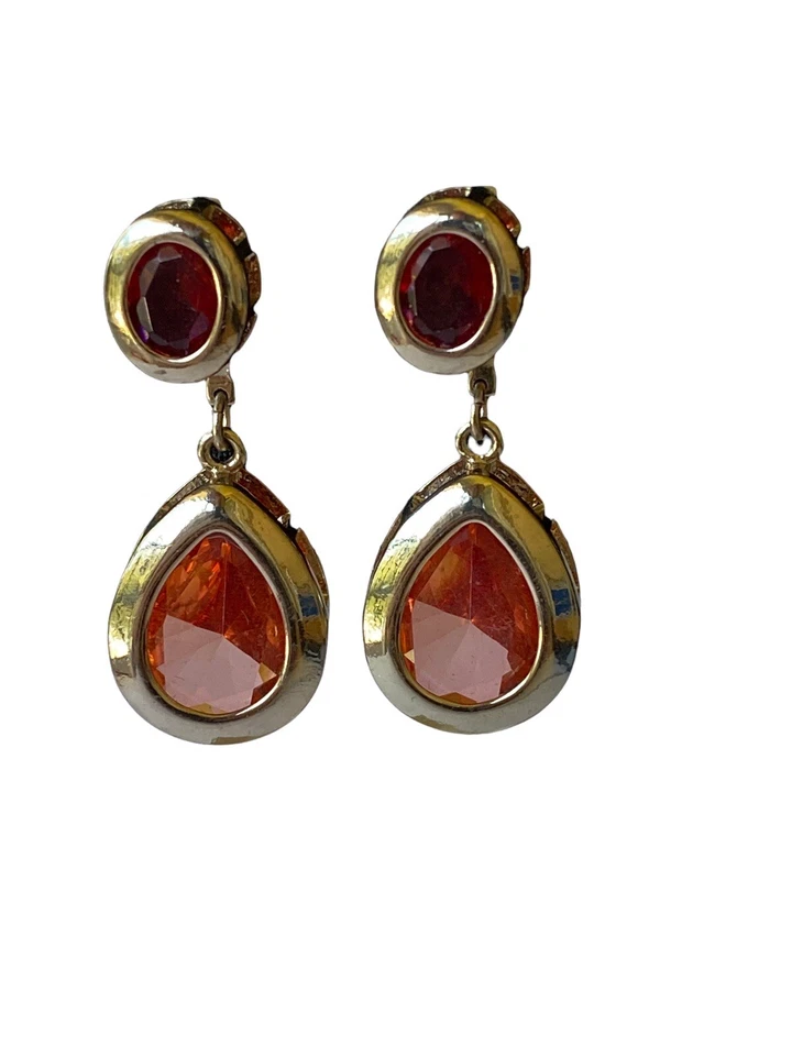 Pendientes Colgantes Casa Blanca Mercado Negro Tono Oro 2 en Uno Coral Gema NUEVOS $35 Foto 3 de 4