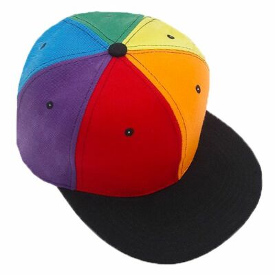 Snapback Baseball Cap Hat Rainbow Adult One Size Black Brim Ships in BOX!