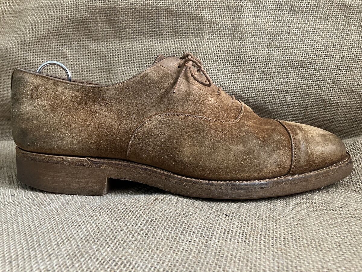 J.M. WESTON 300 Brown Suede Leather Cap Toe Oxford Shoes J.M. WESTON 300 Brown Suede Leather Cap Toe Oxford Shoes