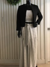 Woman Tweed Collarless Jacket Blazer Black, Size S (4)