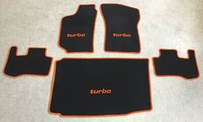 Autoteppich Kofferraum Set für Fiat Coupe + Turbo 1994-00 schwarz orange 5tlg