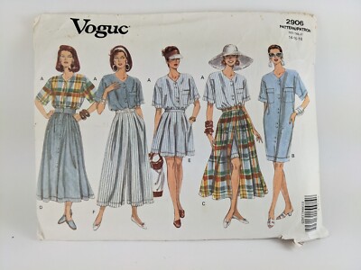 Vogue 2906 90s Dress, Top, Skirt, Shorts, Trousers, US 14-16