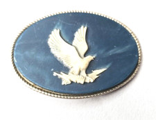 VTG EAGLE Belt Buckle Genuine Incolay Stone Eagle on Lightning Bolt