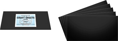 Black Flex Plasticard Polystyrene Craft Sheets - 6''x12'' - .040'' thick - 5 Pack
