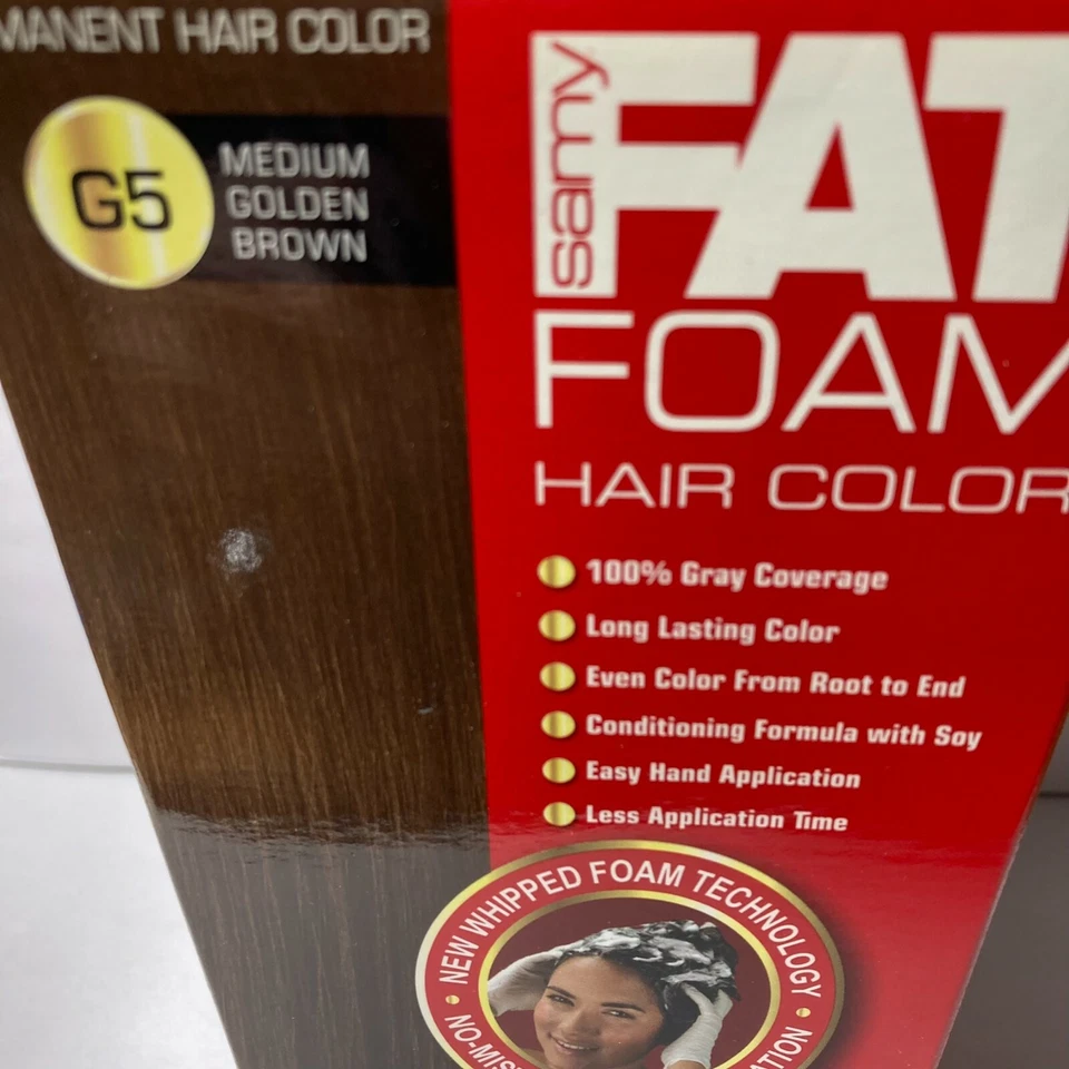 Samy Fat Foam Hair Color G5 Medium Golden Brown 1 Box Discontinued Permanent Dye - Image 3 of 4