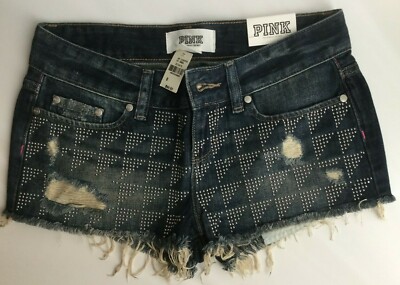 Victorias Secret PINK Studded distressed Cheeky Cut off Shorts