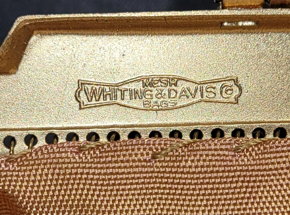 Bolso de Noche Whiting and Davis Vintage Malla de Metal Dorado Lentejuelas Cierre Raro Elegante Foto 3 de 4